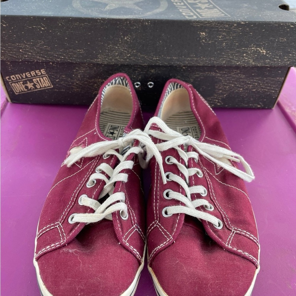 Vintage Women's CONVERSE ONE STAR Red Canvas Sneakers/Shoes-Low Top-Size 8.5